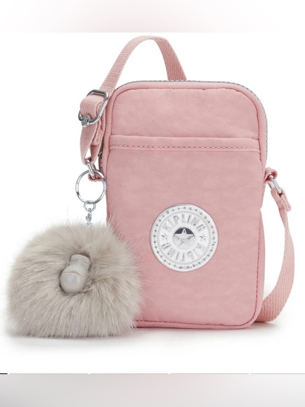 New Kipling Tally Rose Pink Crossbody Phone Bag with Monkey Charm